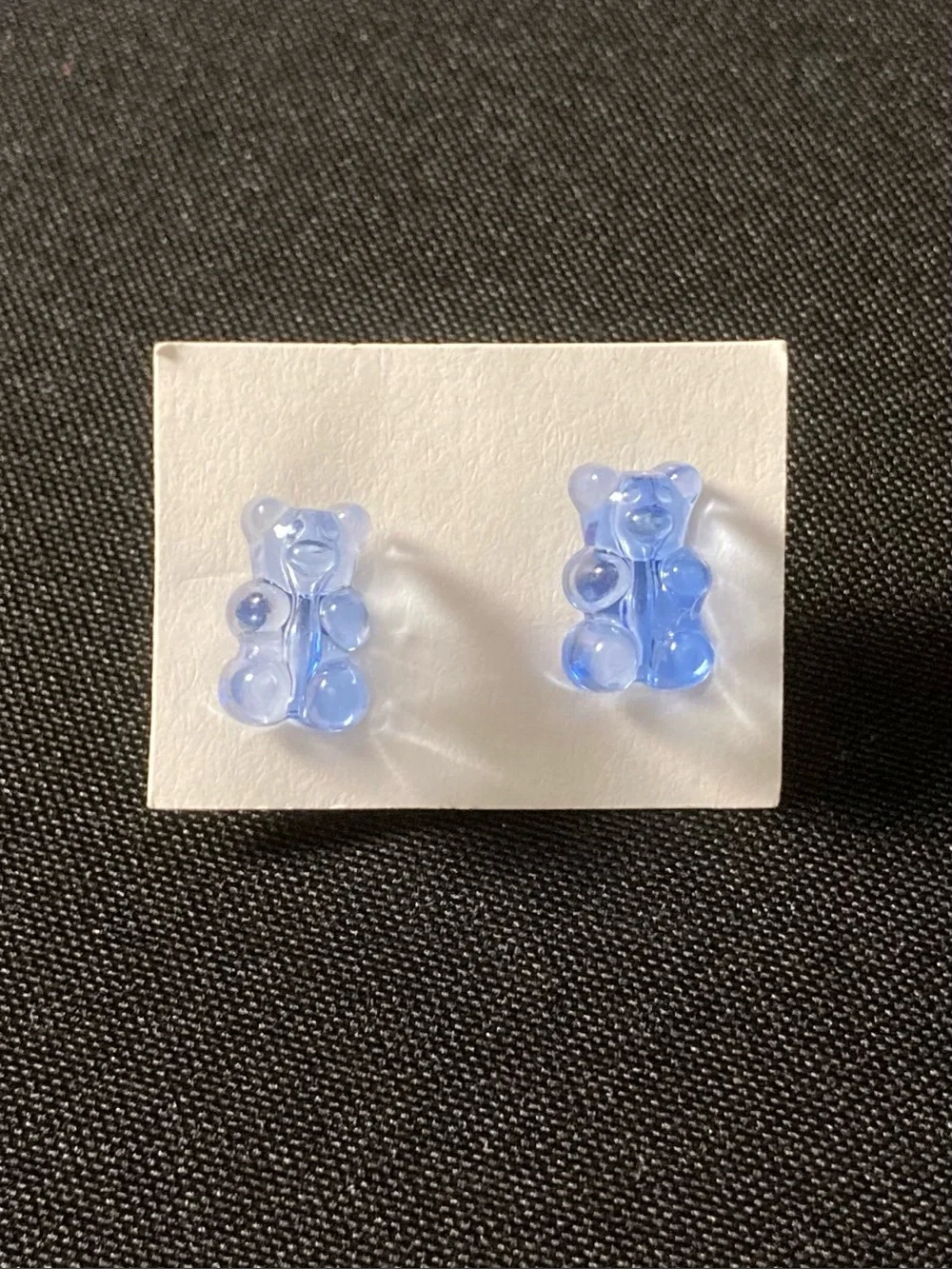 Handmade Light Blue Transparent Gummy Bear Stud Earrings